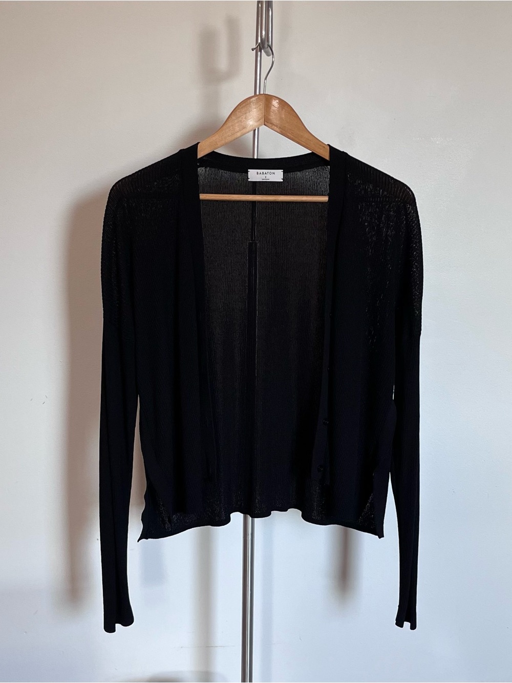 Babaton Black Open-Front Lightweight Cardigan - Picture 1 of 8